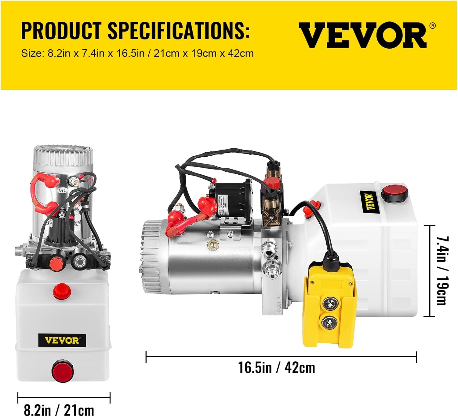 image:imageVevor Hydraulic Pump 3 Quart Hydraulic Power Unit Double Acting Hydraulic Pump for Dump Trailer Car Lifting 12V DC Plastic Oil Reservoir Plastic Double Acting Industrial amp Scientific