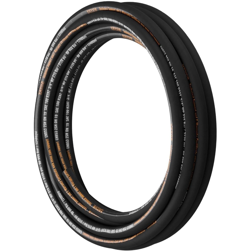 image:imageBulk Coiled Rubber Hydraulic Hose  34 x 50 ft 3120 PSI 2Wire Braid 20C to 140C34 inch x 50 ft