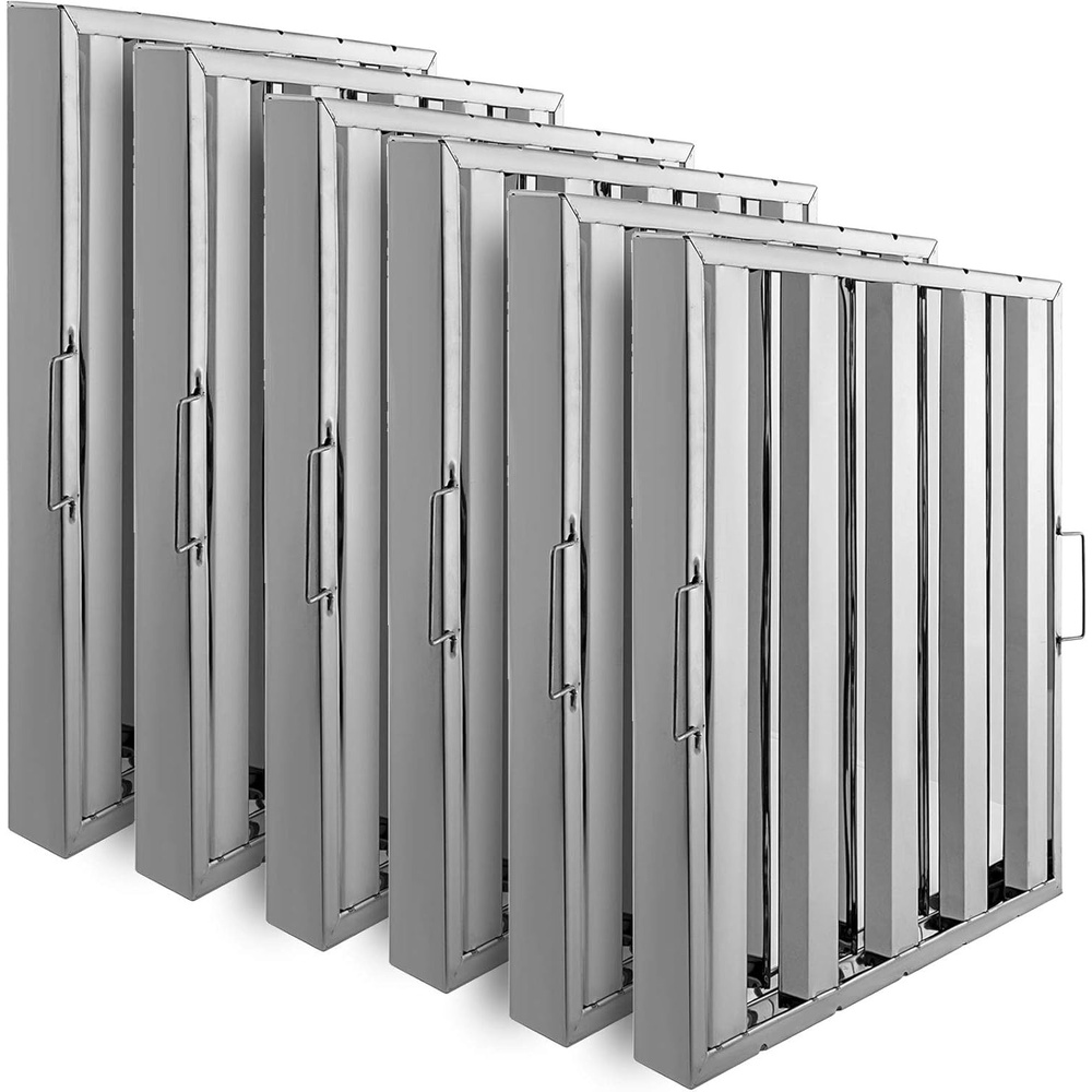 image:imageVBENLEM Pack of 6 Hood Filters 195W x 195H Inch 430 Stainless Steel 4 Grooves Commercial Hood Filters Range Hood Filter for Grease Rated Commercial Kitchen Exhaust Hoods195W x 245H Inch
