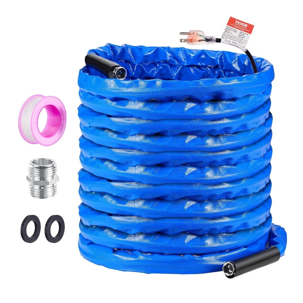 image:imageVEVOR 100ft Heated Water Hose for RV Heated Drinking Water Hose with Corrugated Cover Antifreeze to 45F Automatic Selfregulating 58 ID with 34 GHT Adapter Lead and BPA Free100FT