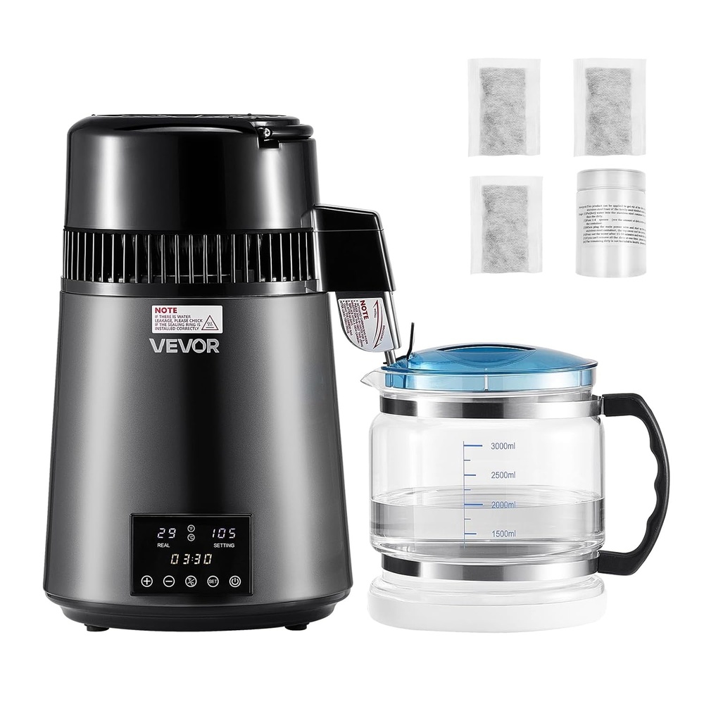 image:imageVEVOR 11 Gallon Water Distiller 750W BPA Free Container Countertop 304 Stainless Steel Interior Stiller Foodgrade Water Tank Button Control Distilled Water Maker for Home amp Commercial UseGrey