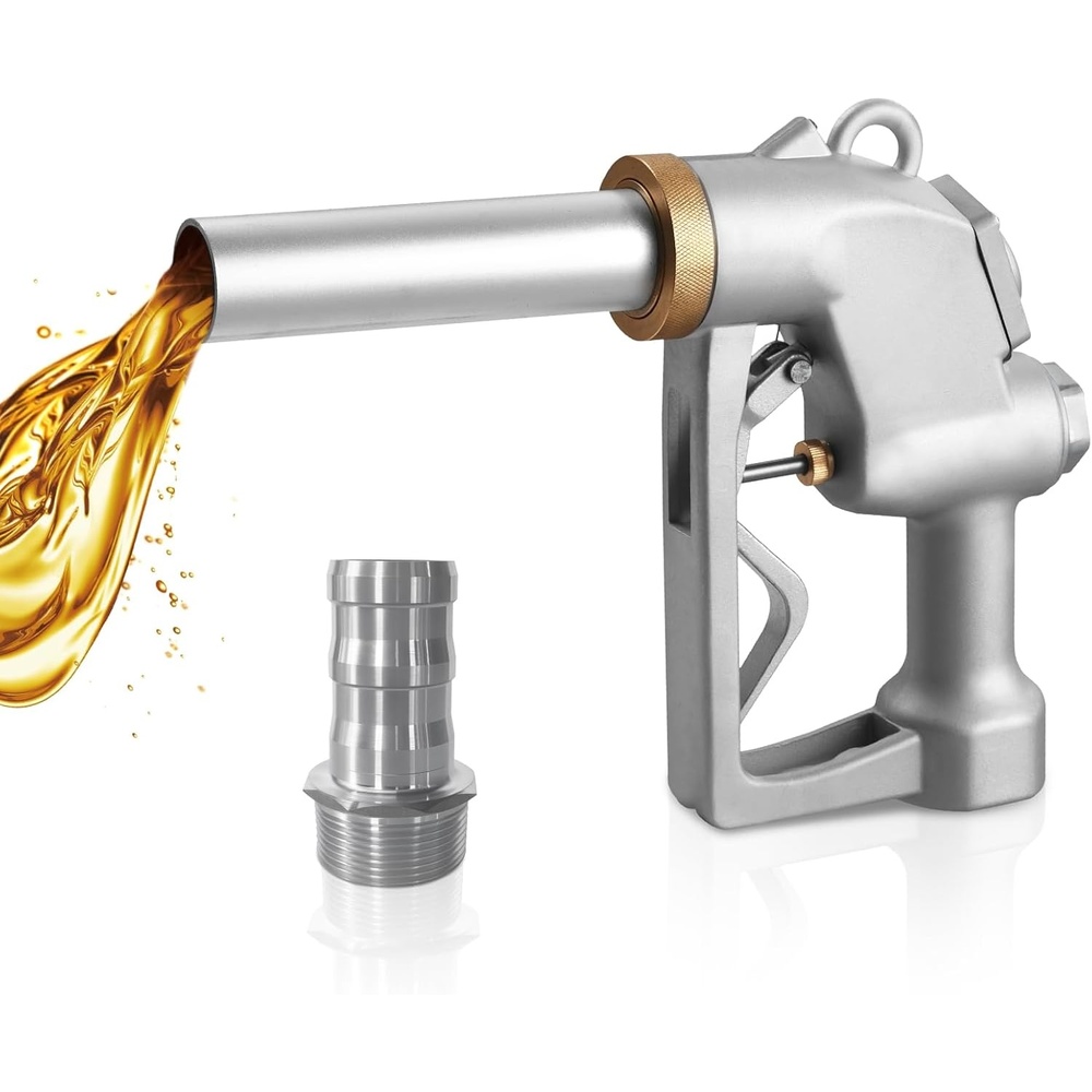 image:imageVEVOR 15 Inch Barb Automatic Fuel Nozzle with Swivel Max Flow Rate 37 GPM Auto Shut Off Diesel Gas Pump Nozzle with 3Speed Trigger Lock amp 15 Inch OD40 mm Spout for Gasoline Diesel KeroseneSilver