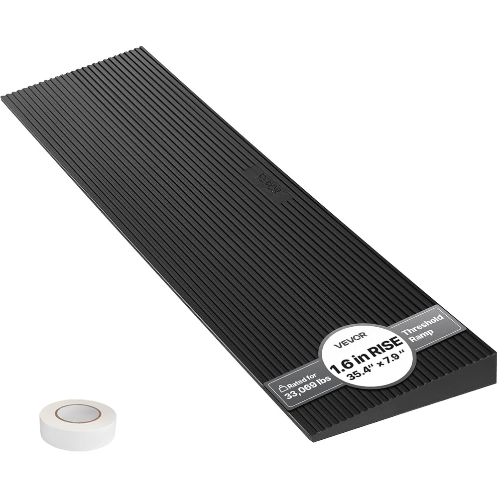 image:imageVEVOR 16 Rise Cuttable Threshold Ramp for Doorways 354 Wide Natural Rubber Wheelchair Ramp NonSlip Solid Rubber Ramp with DoubleSided Tape for DoorwaysDrivewaysBathroomSmooth Tile16 Rise