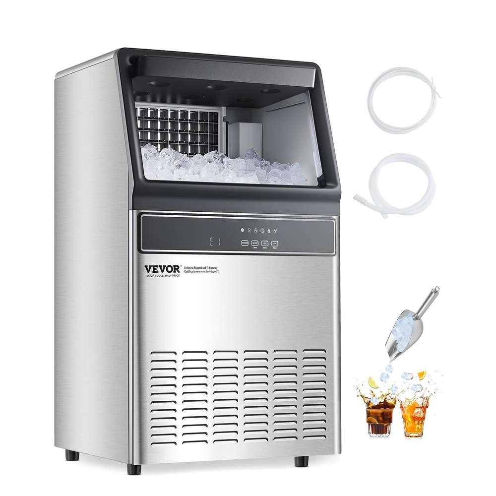 image:imageVEVOR 160lbs24H Commercial Ice Maker 55 Ice Cubes in 15 Minutes Freestanding Ice Maker Machine with 33lbs Large Storage Capacity for Bar Office Restaurant with LED Digital Display amp SelfCleaning