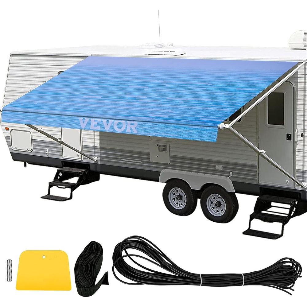 image:imageVEVOR 20 RV Awning Vinyl Fabric Ocean Blue Fade 15oz Weather Shield Easy Install Compatible with Major Brands20 FT