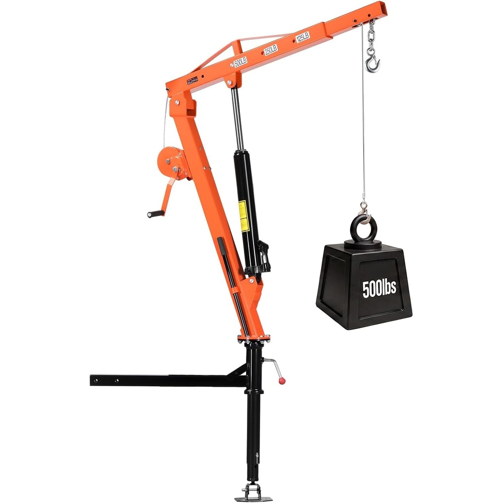 image:imageVEVOR 2200 lbs Electric Pickup Truck Crane with Electric Winch 6000 lbs 12V Folding TruckMounted Bed Crane Steel Pickup Truck Jib Crane Hoist 360 Swivel for Lifting Goods in Construction Factory500lbs with 8T Hydraulic