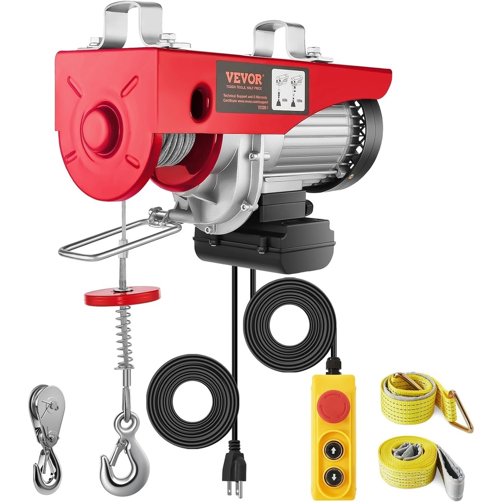 image:imageVEVOR 2200lbs Electric Hoist w14ft Wired Remote Control 110v Electric Hoist with 40ft Single Cable Lifting Height for Garage Warehouse Factory Control for Garage Shop Hotel Home1320lbs Wired