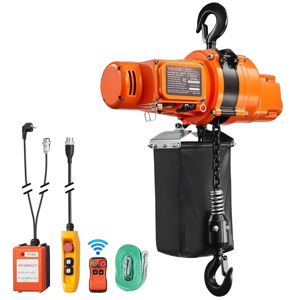 image:imageVEVOR 2Speed Electric Chain Hoist 2200 lbs G100 10ft Lifting Height 120V 1Phase Overhead Crane with 328ft Wireless amp 8ft Wired Remote Control Power Electric Hoist for Factory Warehouse Garage1100lbs 20ft