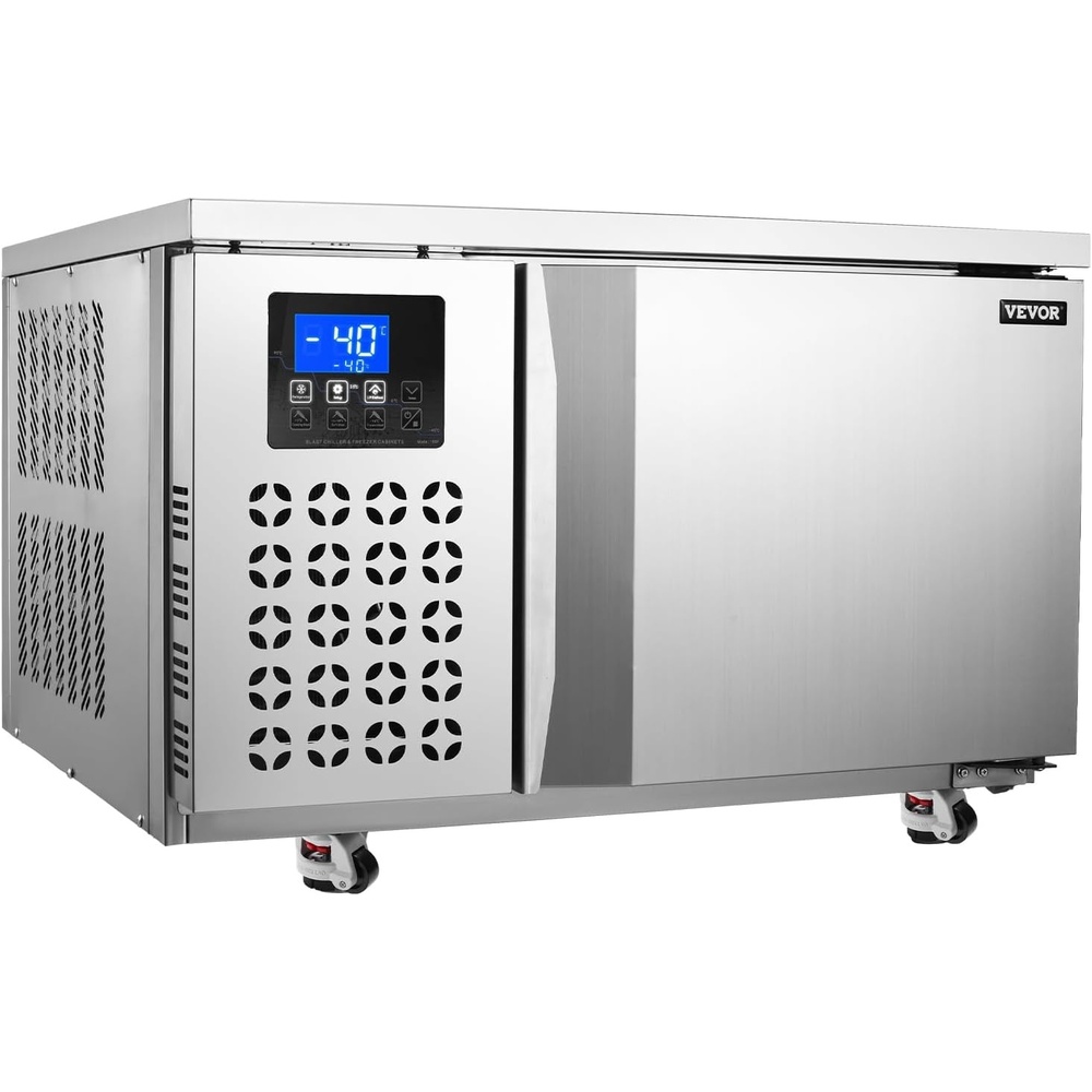 image:imageVEVOR 32L Blast Freezer 4 Trays Commercial Freezers Flashlt3168Fgt Mini Countertop Shock Frozen for Home 360 Fan Cooling Batch Freeze 304 Stainless Steel Blast Chiller for Seafood Ice Cream80L