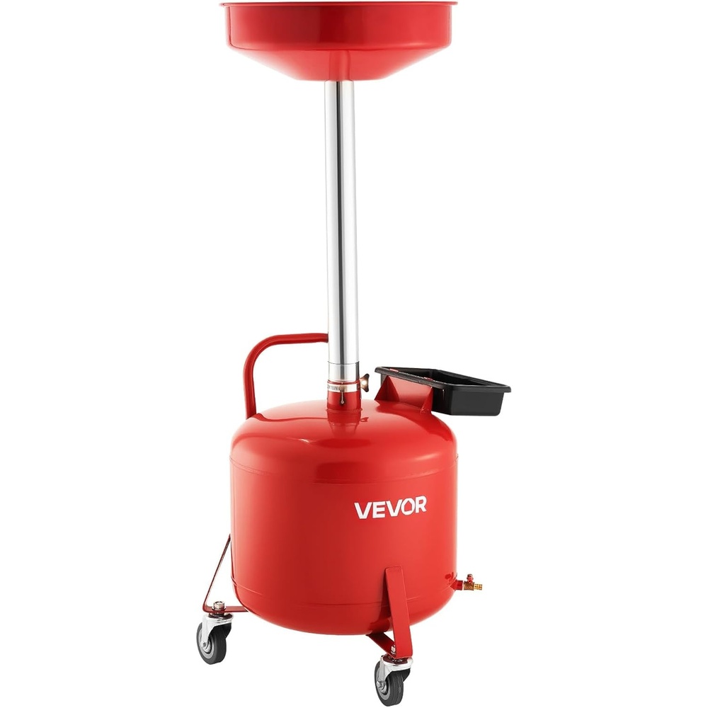image:imageVEVOR 8 Gallon Waste Oil Drain Tank Industrial Fluid Drain Tank with Adjustable Funnel Height Portable Oil Drainer with Wheels amp Toolbox Fluid Fuel Transfer Drainage for Auto Repair Shops Red8 Gallon