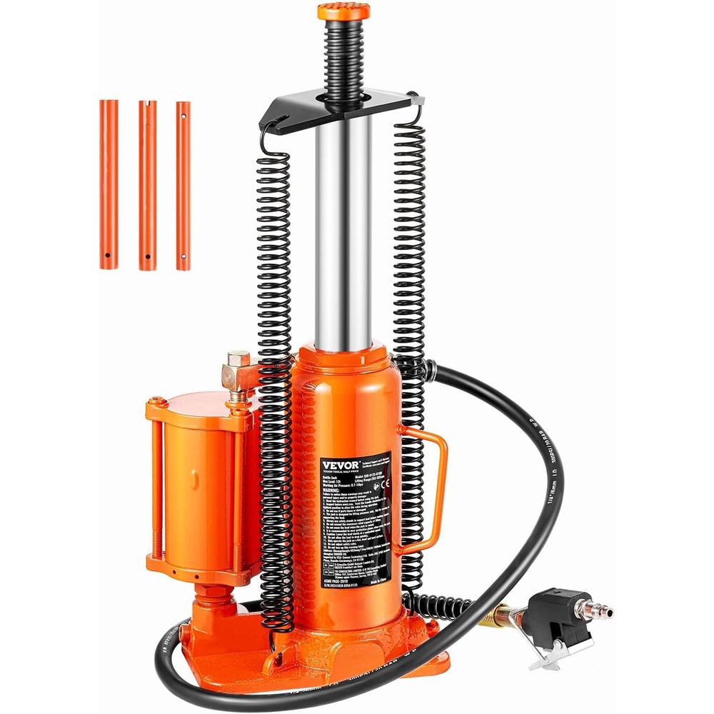 image:imageVEVOR Air Hydraulic Bottle Jack 20 Ton40000 LBS All Welded Bottle Jack 104197 inch Lifting Range Manual Handle and Air Pump for Car Pickup Truck RV Auto Repair Industrial Engineering12 Ton
