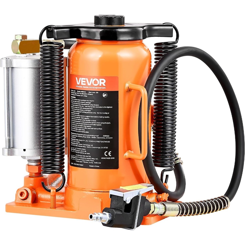 image:imageVEVOR Air Hydraulic Bottle Jack 20 Ton40000 LBS All Welded Bottle Jack 104197 inch Lifting Range Manual Handle and Air Pump for Car Pickup Truck RV Auto Repair Industrial Engineering20 Ton