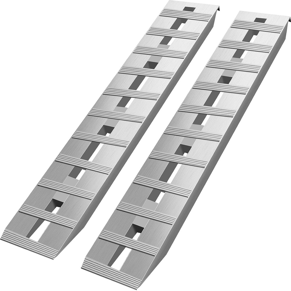 image:imageVEVOR Aluminum Ramps 1500 lbs Folding Loading Ramp with Load Straps TriFold Ramp for MotorcyclesUTVs ATVs Trucks Lawnmowers Snow Blowers 77 L x 54 W Sliver6000lbs