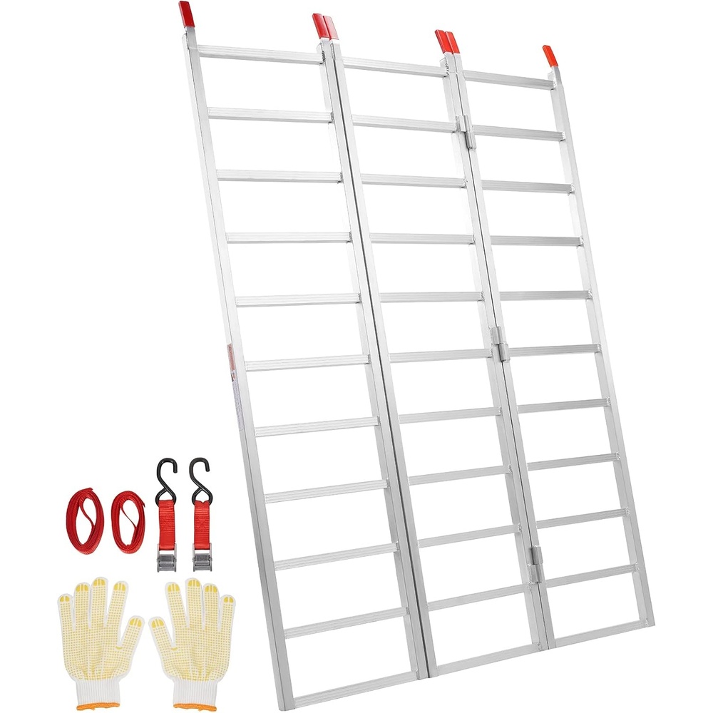 image:imageVEVOR Aluminum Ramps 1500 lbs Folding Loading Ramp with Load Straps TriFold Ramp for MotorcyclesUTVs ATVs Trucks Lawnmowers Snow Blowers 77 L x 54 W Sliver1500lbs