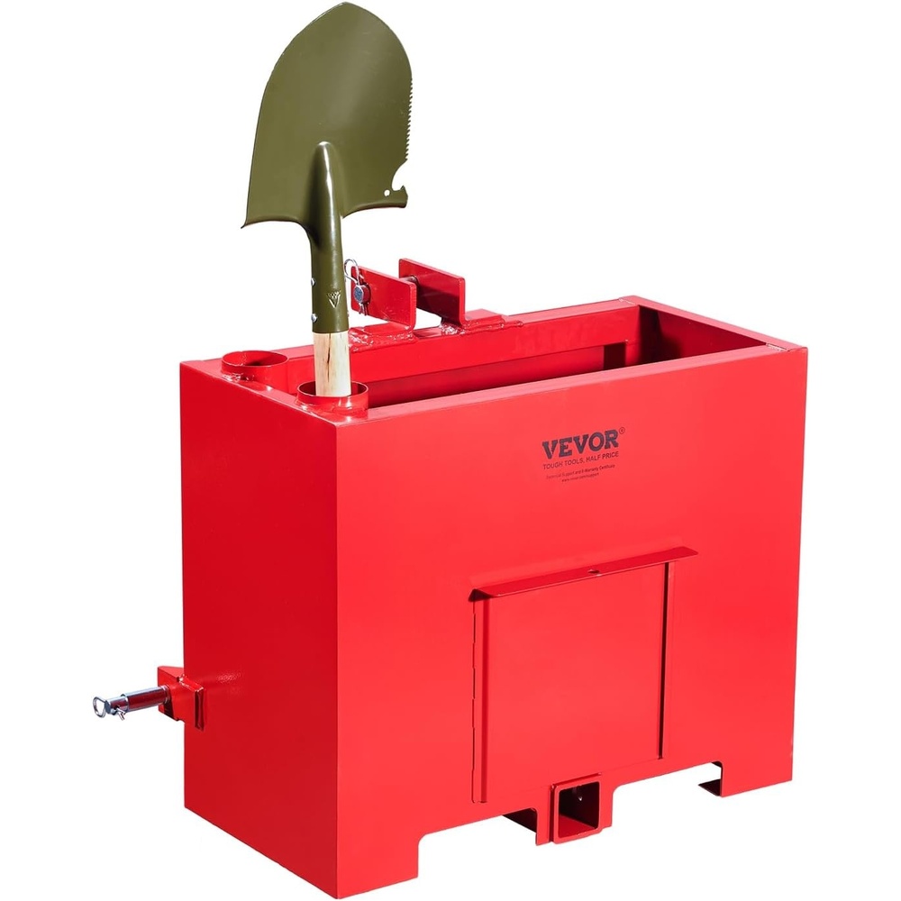 image:imageVEVOR Ballast Box 3Point Category 1 Tractor Ballast of 800lbs Capacity for 2 Inch Hitch Receiver HeavyDuty Steel 43 ft Large Volume Loader Attachment with Sliding Door RedRed V1