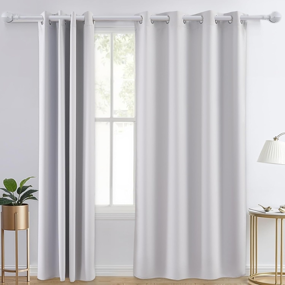 image:imageVEVOR Blackout Curtains 84 Inch Length 2 Panels Set 52 Inch Wide Each Thermal Insulated 100 Blackout Light Blocking Drapes 3Layer with Grommets Curtains for Bedroom Living Room Window WhiteWhite