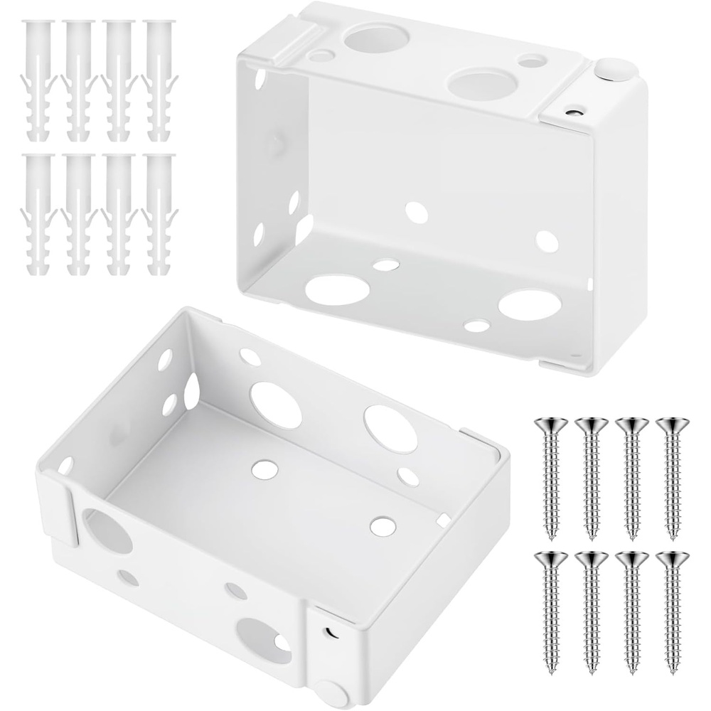 image:imageVEVOR Box Mounting Brackets 2 Pcs Box Blind Bracket for Window Blinds Fit for 15 x 225 inch Headrails with SelfTapping Screws and Expansion Tubes Sturdy Iron for Blinds Installation White