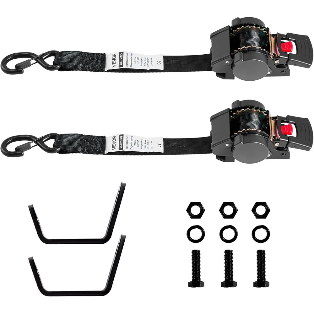 image:imageVEVOR Car Tie Down with Chain Anchors Lasso Style 2120 Tire Straps 5865 LBS Working Load 11023 LBS Breaking Strength with Heavy Duty Ratchets for Passenger Car ATV SUV UTV Truck 4PackFixedType with with SHook