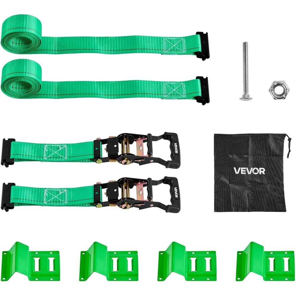 image:imageVEVOR Car Tie Down with Chain Anchors Lasso Style 2120 Tire Straps 5865 LBS Working Load 11023 LBS Breaking Strength with Heavy Duty Ratchets for Passenger Car ATV SUV UTV Truck 4PackChockStyle with 2 sets