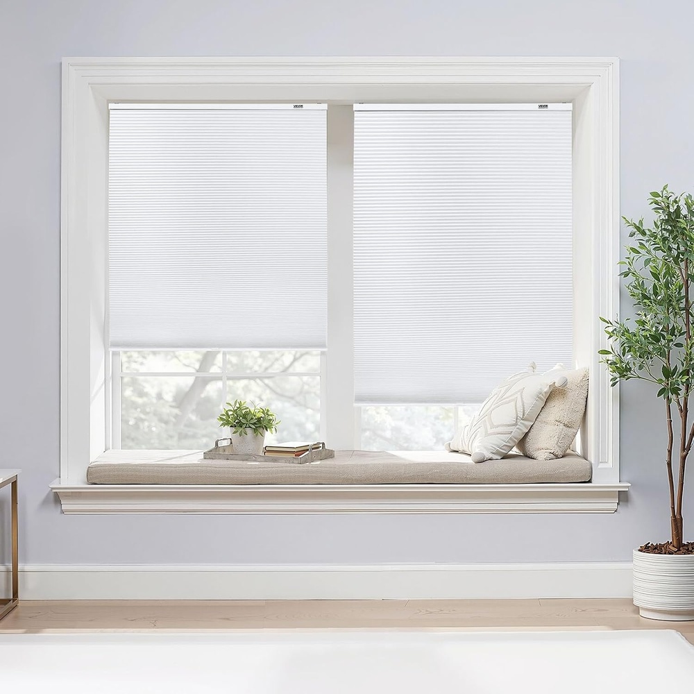 image:imageVEVOR Cellular Shades 1 inch Light Filtering Cordless Cellular Blinds Blackout Privacy Honeycomb Shades for Home Indoor Windows Thermal Insulation Noise Reduction for Living Room Bedroom White