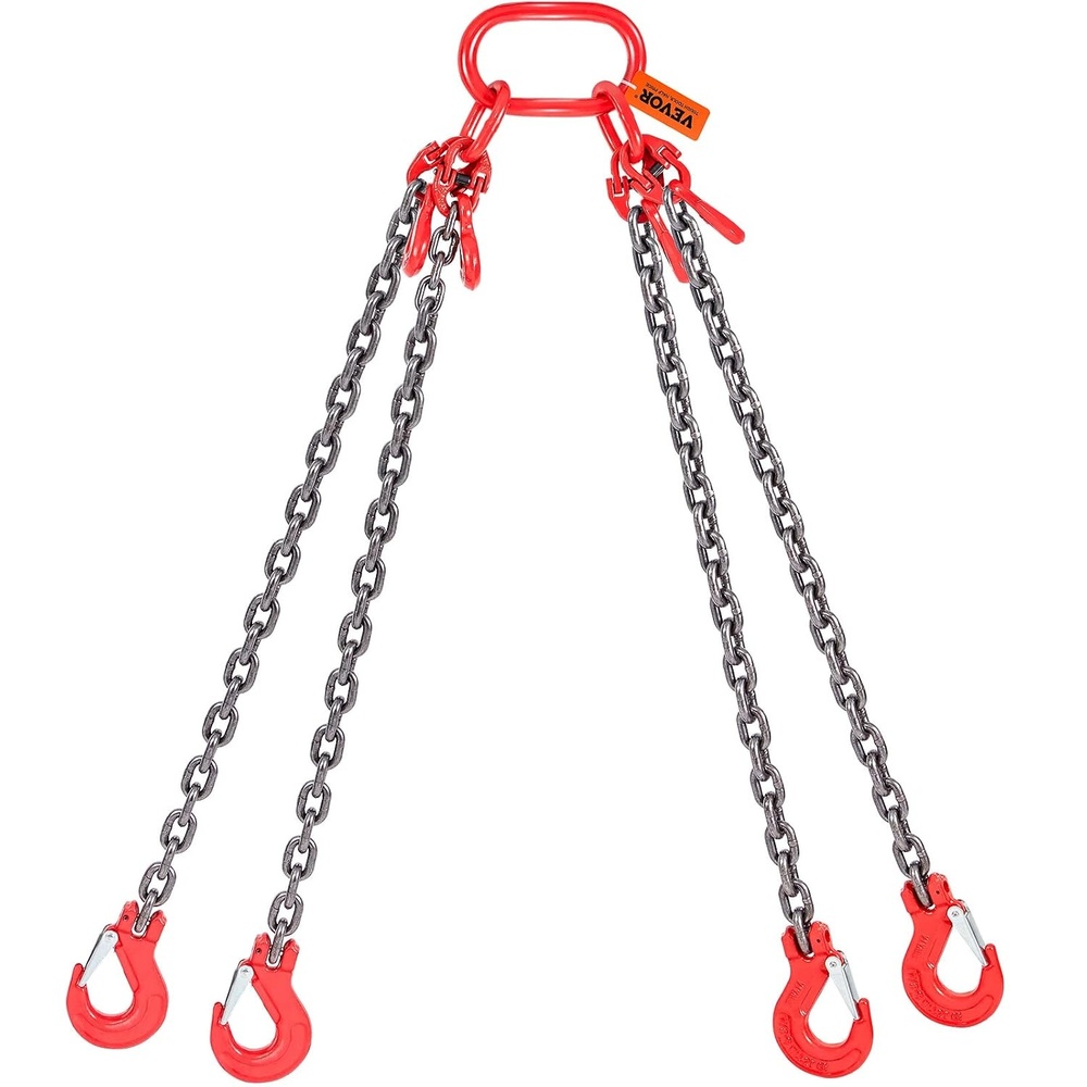 image:imageVEVOR Chain Sling 38 in x 10 ft Lifting Chains with 4 Leg Grab Hooks Heavy Duty G80 Alloy Steel Lifting Sling 22900LBS Capacity Adjustable Engine Chain Hoist Lifts for Cargo Security Towing516 inch x 5 ft