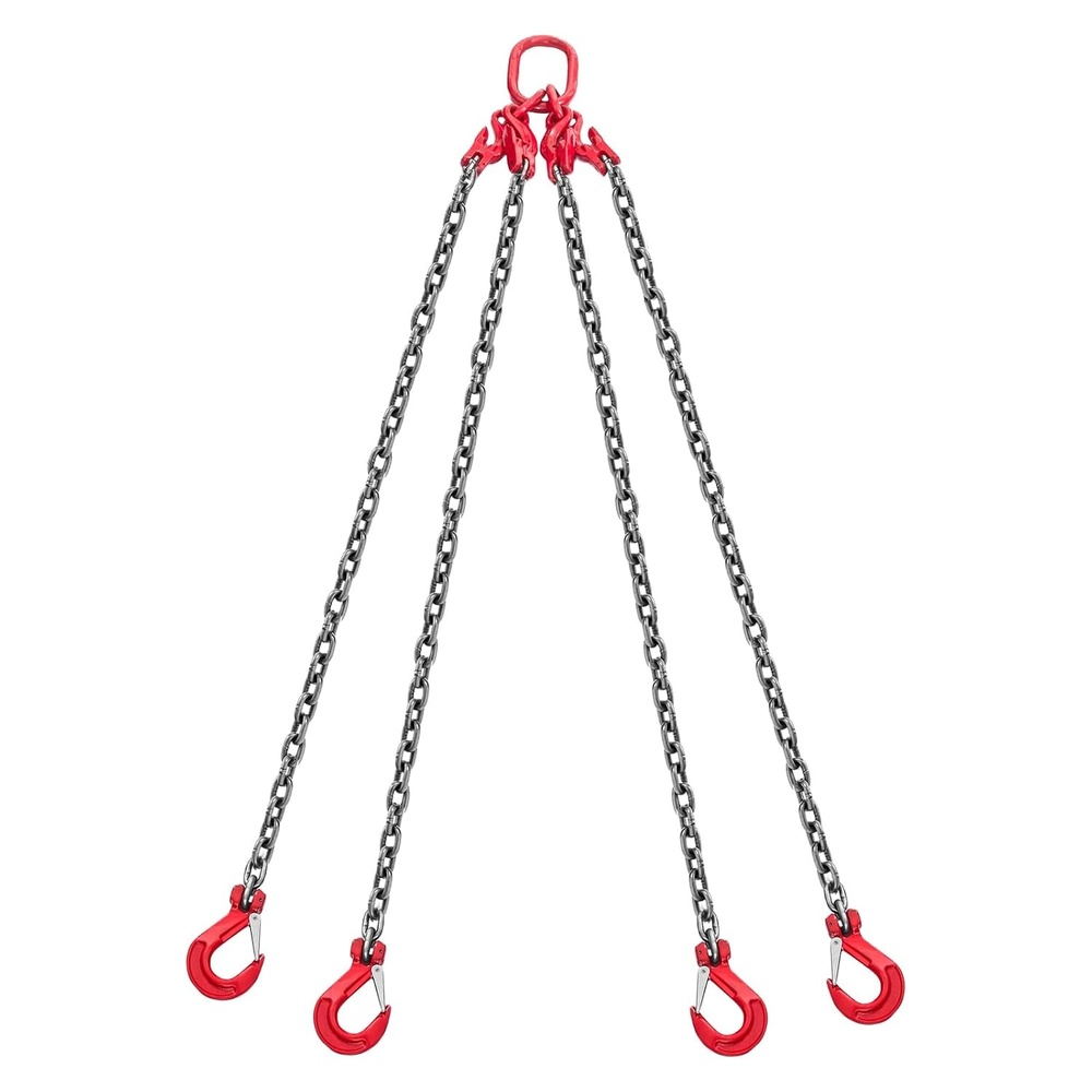 image:imageVEVOR Chain Sling 38 in x 10 ft Lifting Chains with 4 Leg Grab Hooks Heavy Duty G80 Alloy Steel Lifting Sling 22900LBS Capacity Adjustable Engine Chain Hoist Lifts for Cargo Security Towing38 Inch x 10 FT Adjustable