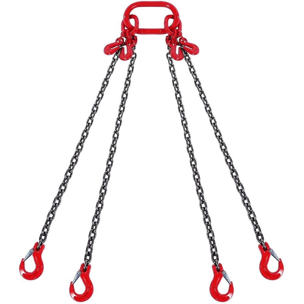 image:imageVEVOR Chain Sling 38 in x 10 ft Lifting Chains with 4 Leg Grab Hooks Heavy Duty G80 Alloy Steel Lifting Sling 22900LBS Capacity Adjustable Engine Chain Hoist Lifts for Cargo Security Towing516 Inch x 10 FT