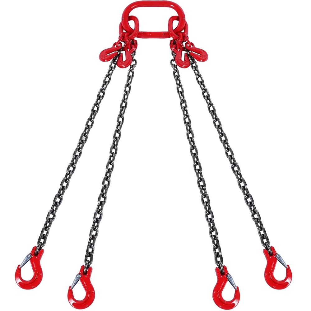 image:imageVEVOR Chain Sling 38 in x 10 ft Lifting Chains with 4 Leg Grab Hooks Heavy Duty G80 Alloy Steel Lifting Sling 22900LBS Capacity Adjustable Engine Chain Hoist Lifts for Cargo Security Towing14 Inch x 5 FT