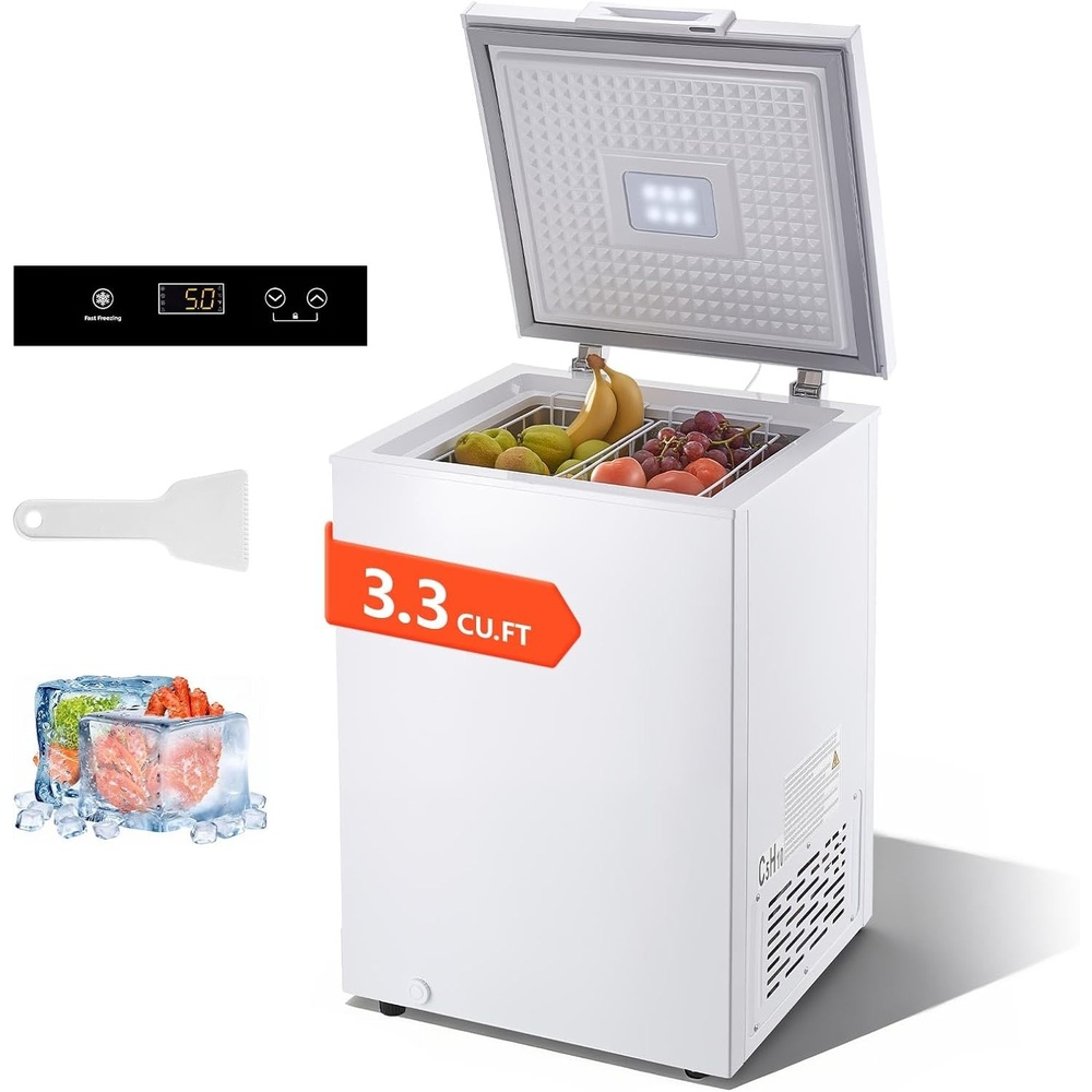 image:imageVEVOR Chest Freezer 67 Cuft Compact Deep Freezer Free Standing Top Open Door Chest Freezers with 2 Removable Baskets amp Adjustable Thermostat Energy Saving Low Noise amp Garage Ready BlackWhite