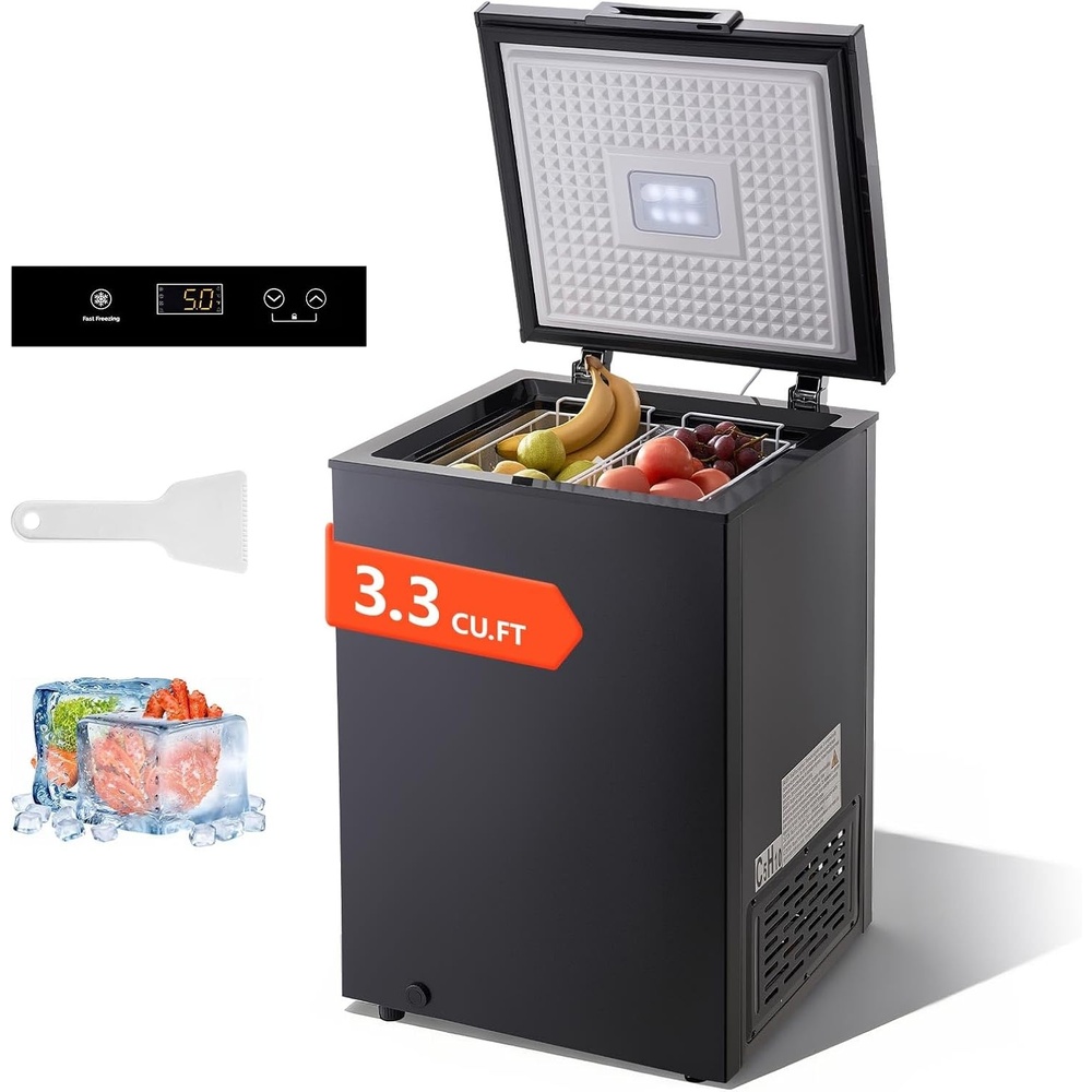 image:imageVEVOR Chest Freezer 67 Cuft Compact Deep Freezer Free Standing Top Open Door Chest Freezers with 2 Removable Baskets amp Adjustable Thermostat Energy Saving Low Noise amp Garage Ready BlackBlack