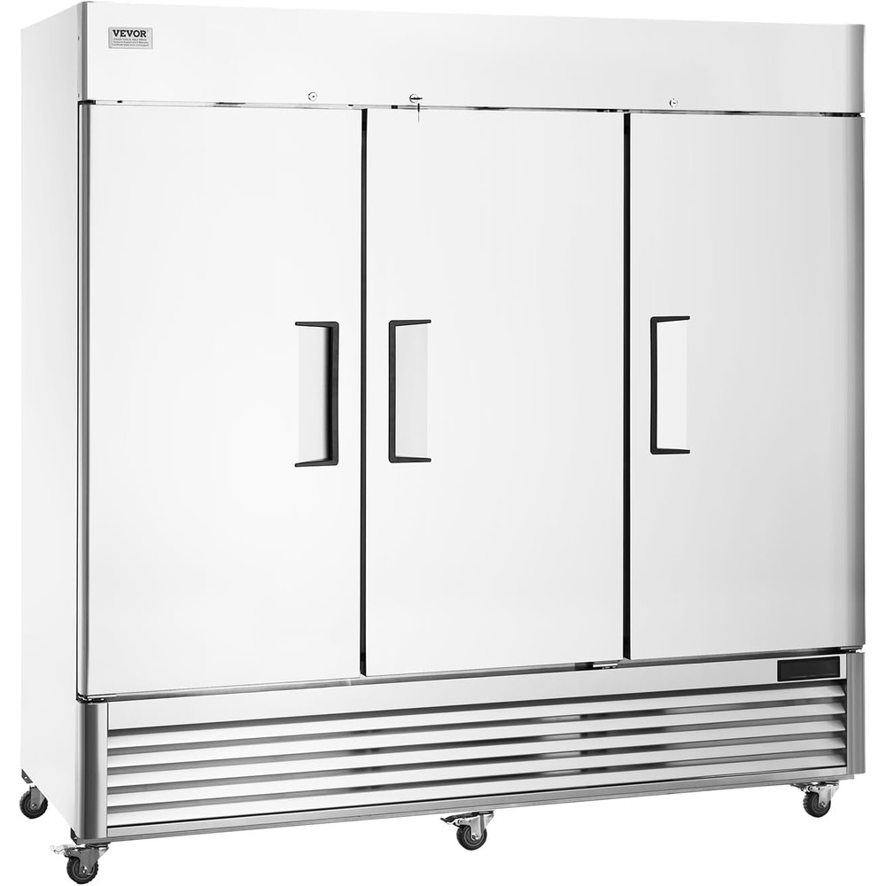 image:imageVEVOR Commercial Freezer 6042 Cuft Reach In 825 W Upright Freezer 3 Doors AutoDefrost Stainless Steel Reachin Freezer with 12 Adjustable Shelves 13 to 5 Temp Control LED Lighting 4 WheelsFreezer