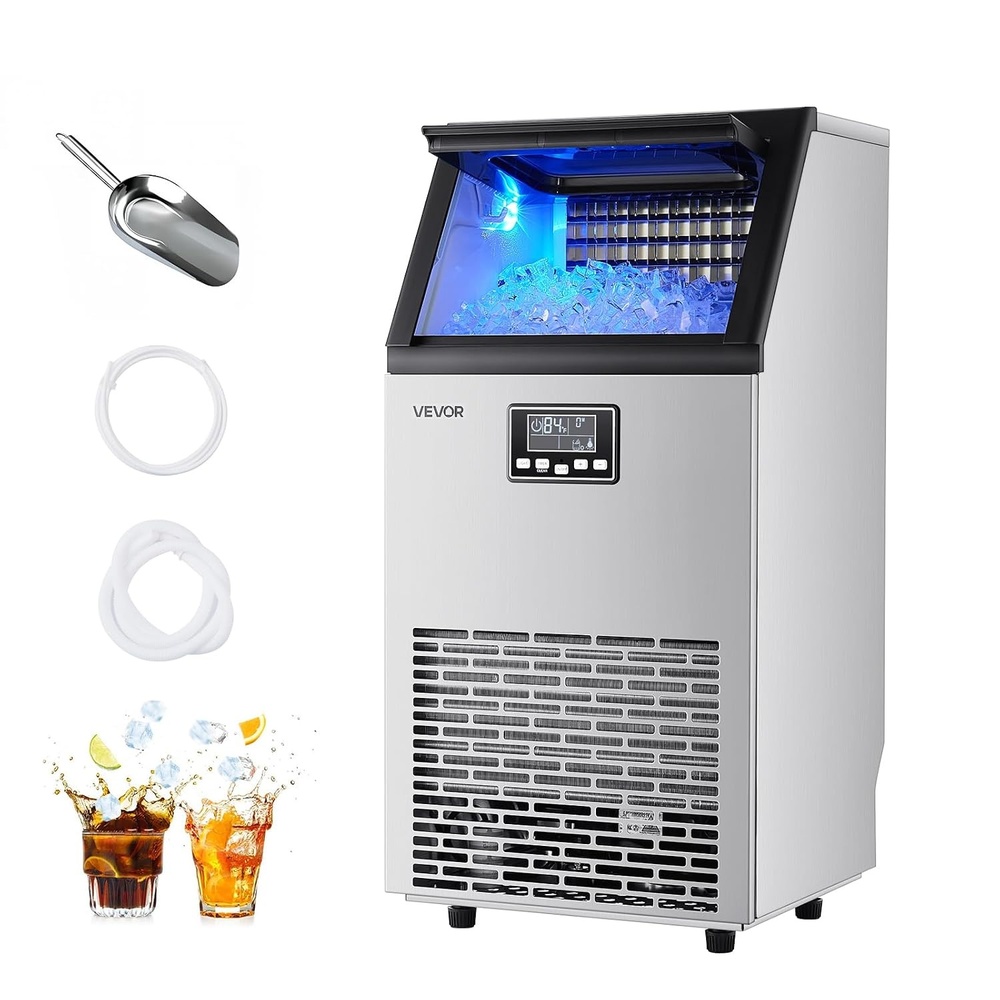 image:imageVEVOR Commercial Ice Maker Machine 100 lbs24h with 28Lbs Storage 45 Cubes per Cycle Stainless Steel Freestanding amp Under Counter Ice Maker with LED Display amp SelfCleaning for Home Bar Restaurant