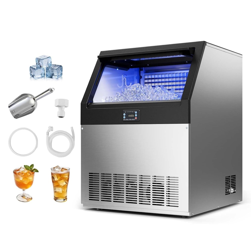 image:imageVEVOR Commercial Ice Maker Machine 120 lbs24h with 1630 lbs Storage Capacity BuiltinFreestandingUnder Counter Stainless Steel Ice Maker with LED Display amp SelfCleaning Home Bar Restaurant360Lbs24H