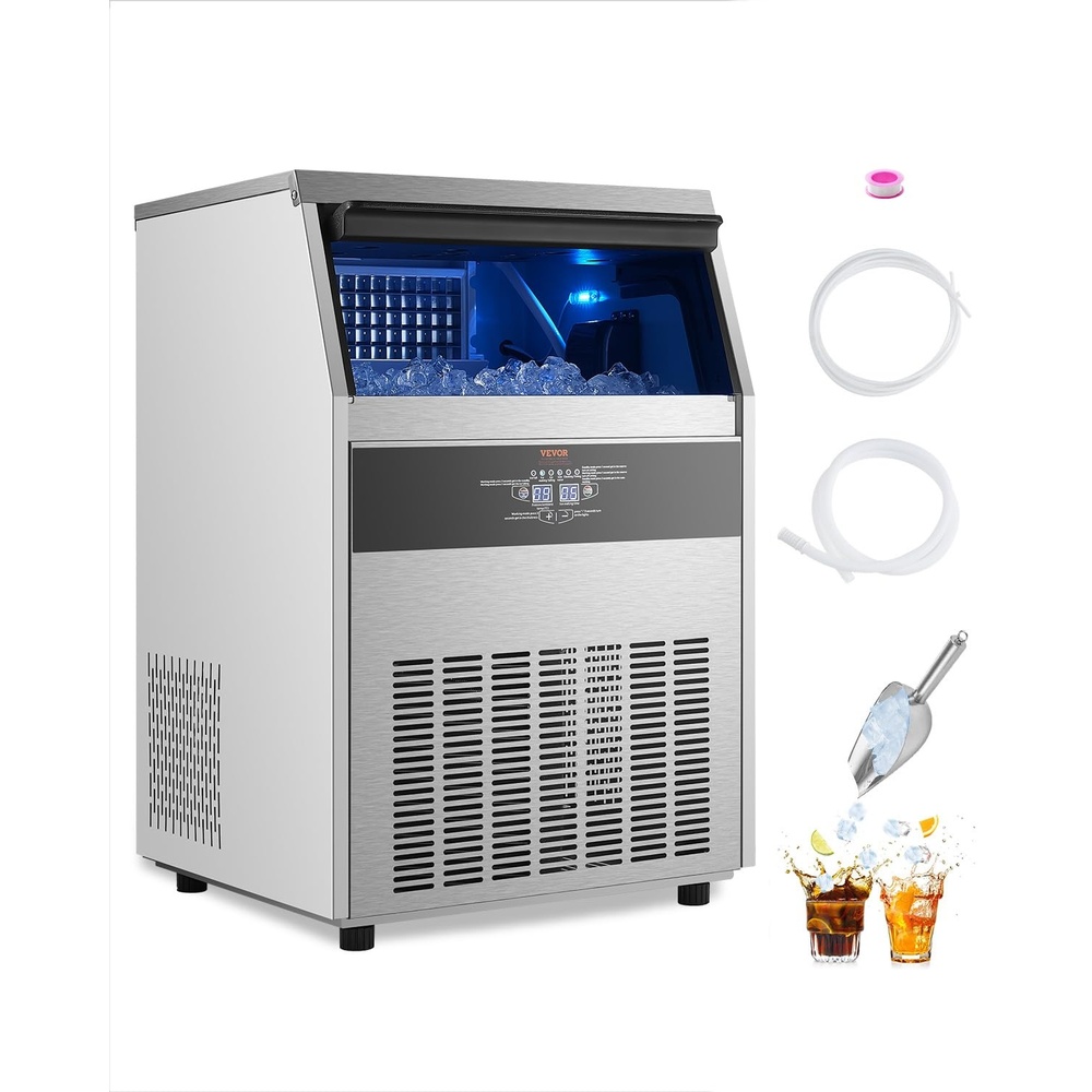 image:imageVEVOR Commercial Ice Maker Machine 160lbs24H Ice Maker Machine with 66lbs Storage Capacity 80 Ice Cubes in 15 Minutes LED Digital Display Freestanding SelfCleaning for Bar Office Restaurant