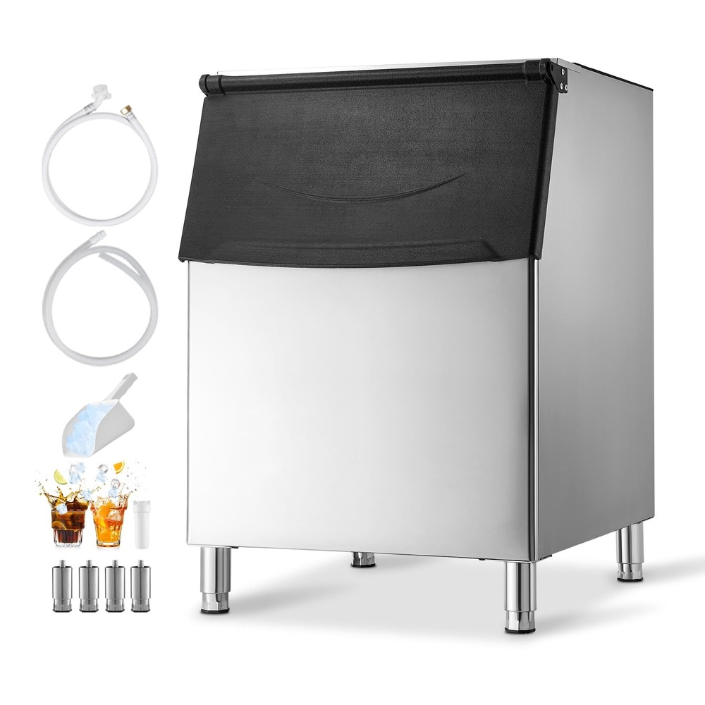 image:imageVEVOR Commercial Ice Maker Storage Bin 500 LBS Capacity IceBin Stainless Steel Commercial Ice Storage Bin with Adjustable AntiSlip Rubber Feet Suitable for Restaurant Hotel and Beverage Shops