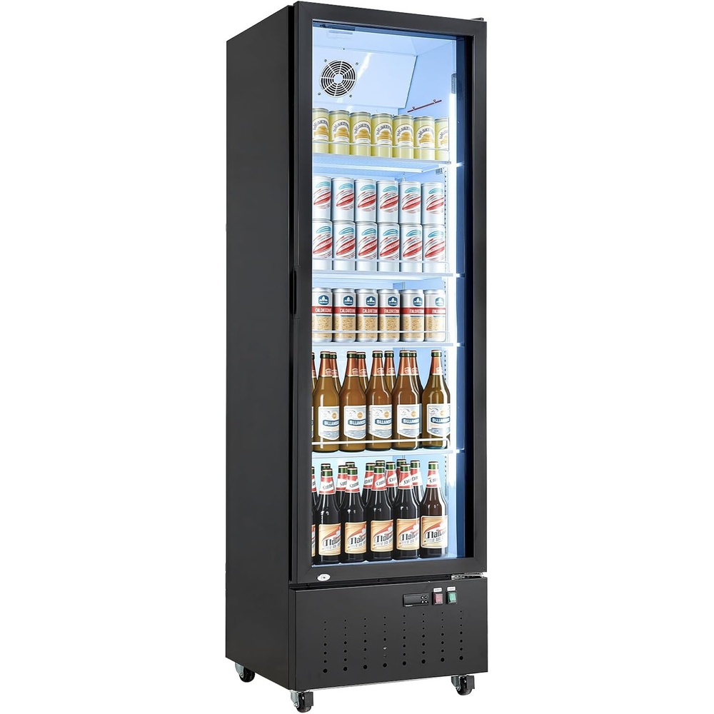 image:imageVEVOR Commercial Merchandiser Refrigerator 96 CuFt  273 L Glass Door Display Refrigerator Upright Beverage Cooler with Customizable Lightbox 4 Adjustable Shelves amp Soft LED Light for Homes Shops127 cuft