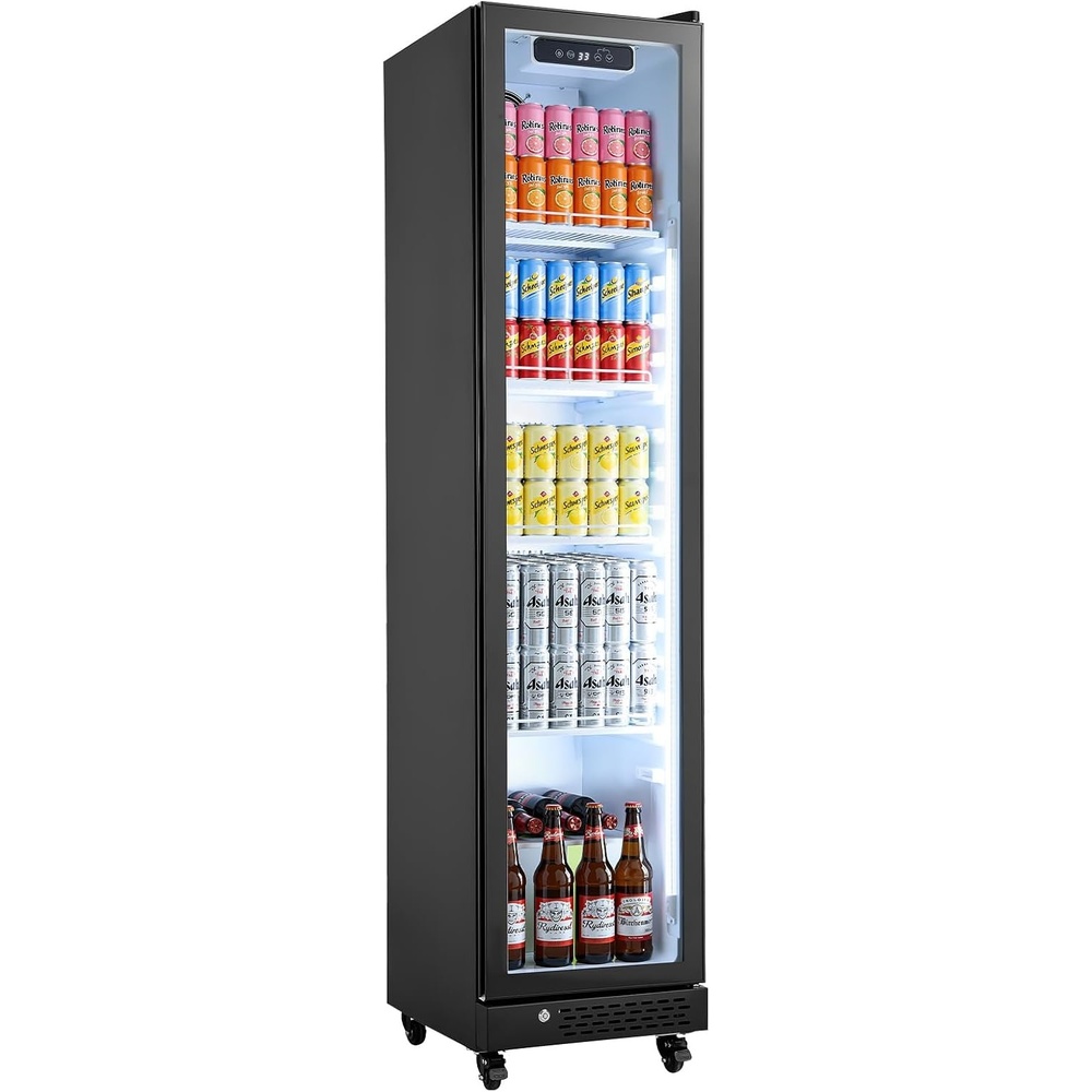 image:imageVEVOR Commercial Merchandiser Refrigerator 96 CuFt  273 L Glass Door Display Refrigerator Upright Beverage Cooler with Customizable Lightbox 4 Adjustable Shelves amp Soft LED Light for Homes Shops83 cuft