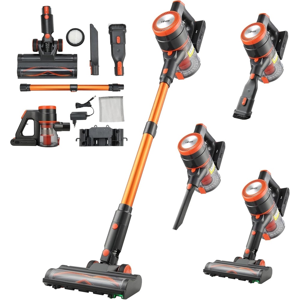 image:imageVEVOR Cordless Vacuum Cleaner 40KPA Max Suction Rechargeable AntiTangle Stick Vacuum with LED Display Screen Lightweight Handheld Vac with 47mins Runtime for Home Carpet Pet Hair Hard Floor
