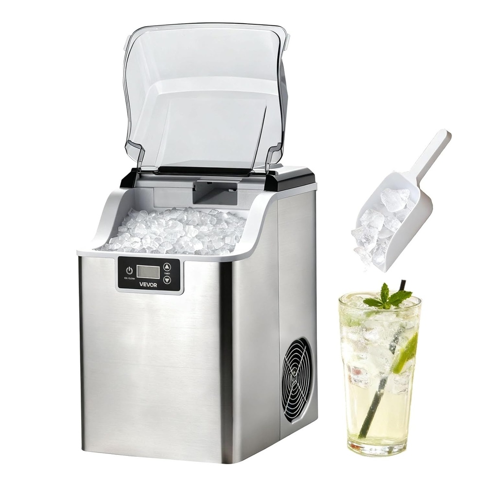 image:imageVEVOR Countertop Ice Maker 44 lbs per Day SelfCleaning Portable Machine with Scoop Nugget Ice Machine with Chewable ICES for Home Kitchen Office Bar amp Party 4 lbs IceStorage SliverSliver
