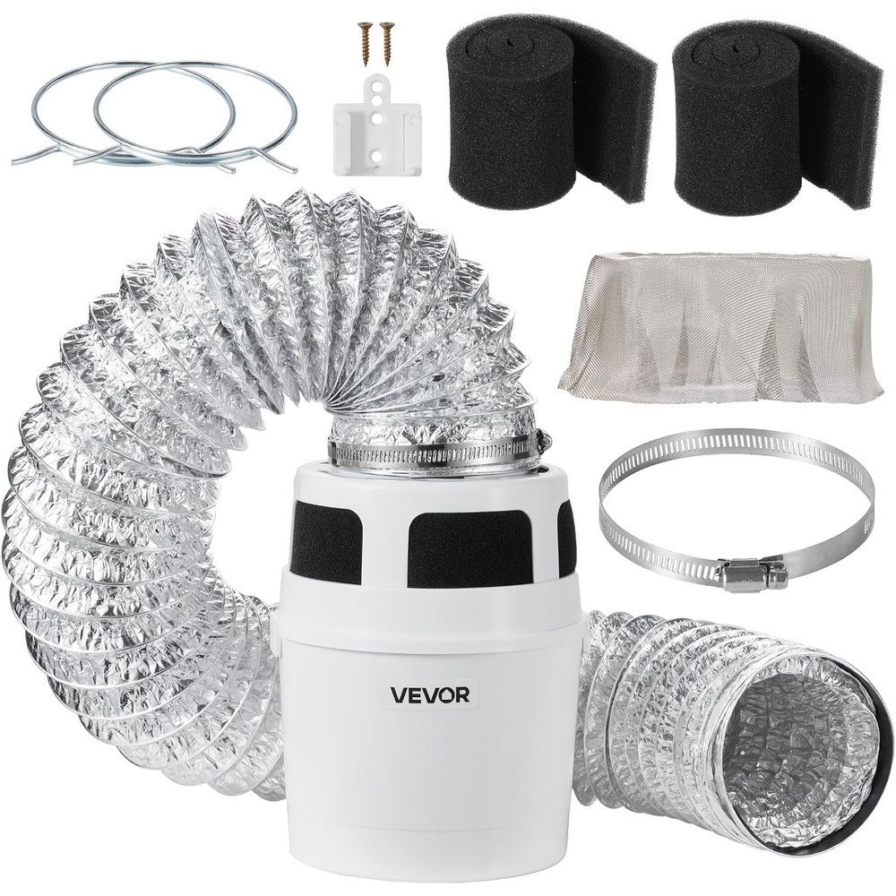 image:imageVEVOR Dryer Vent Window Kit Fits 4Inch Exhaust Hoses Adjustable Length for Adapts Sliding Windows of Different Heights Sturdy PVC and PP Materials Dual Protections amp Multilayer Sealing DesignStyle2 with water system