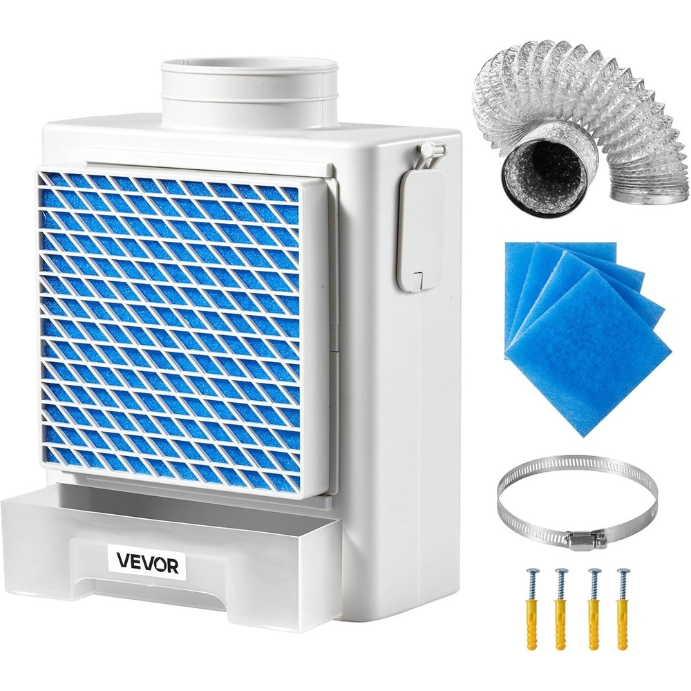 image:imageVEVOR Dryer Vent Window Kit Fits 4Inch Exhaust Hoses Adjustable Length for Adapts Sliding Windows of Different Heights Sturdy PVC and PP Materials Dual Protections amp Multilayer Sealing DesignStyle1 with water system