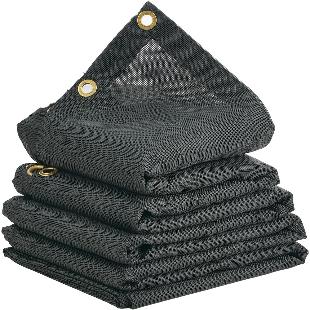 image:imageVEVOR Dump Truck Mesh Tarp 75x18 ft PVC Coated Black Heavy Duty Cover with 55 18oz Double Pocket Brass Grommets Reinforced Double Needle Stitch Webbing Fits Manual or Electric Dump Truck System8 x 18