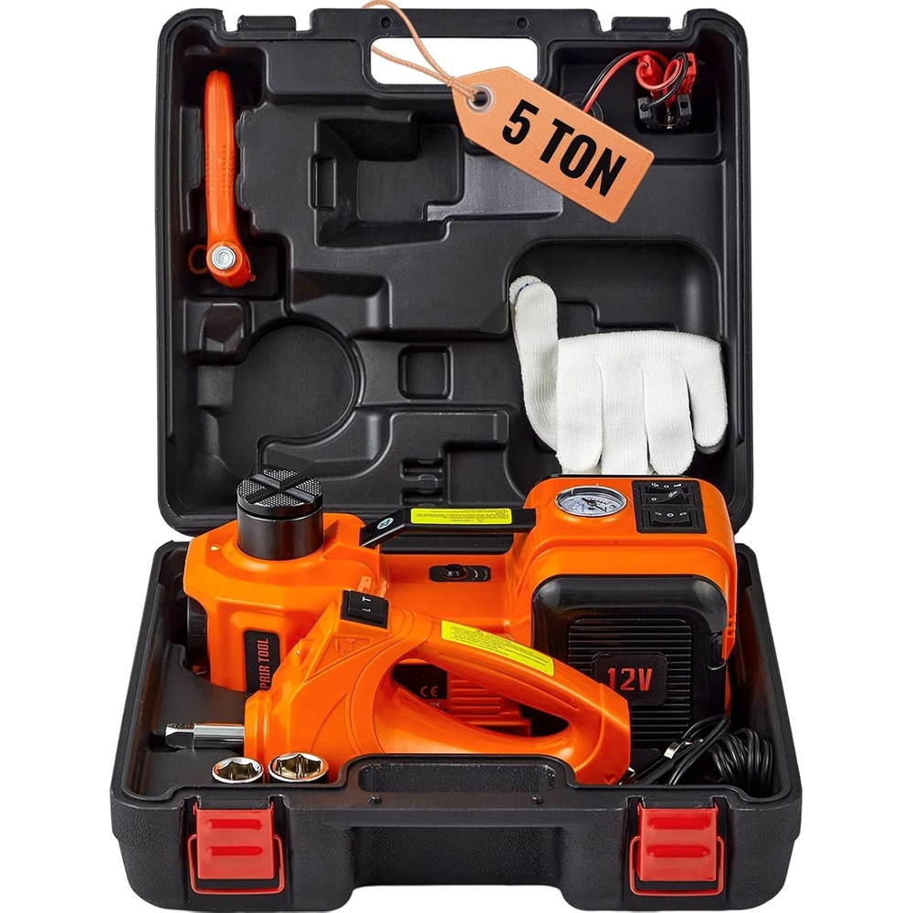 image:imageVEVOR Electric Car Jack Cordless Remote Control 5 Tons 11000 lbs Electric Hydraulic Jack Kit 18V Battery with Electric Impact Wrench Tire Change Replacement with LED Light Portable Car Jack5T with Wrench