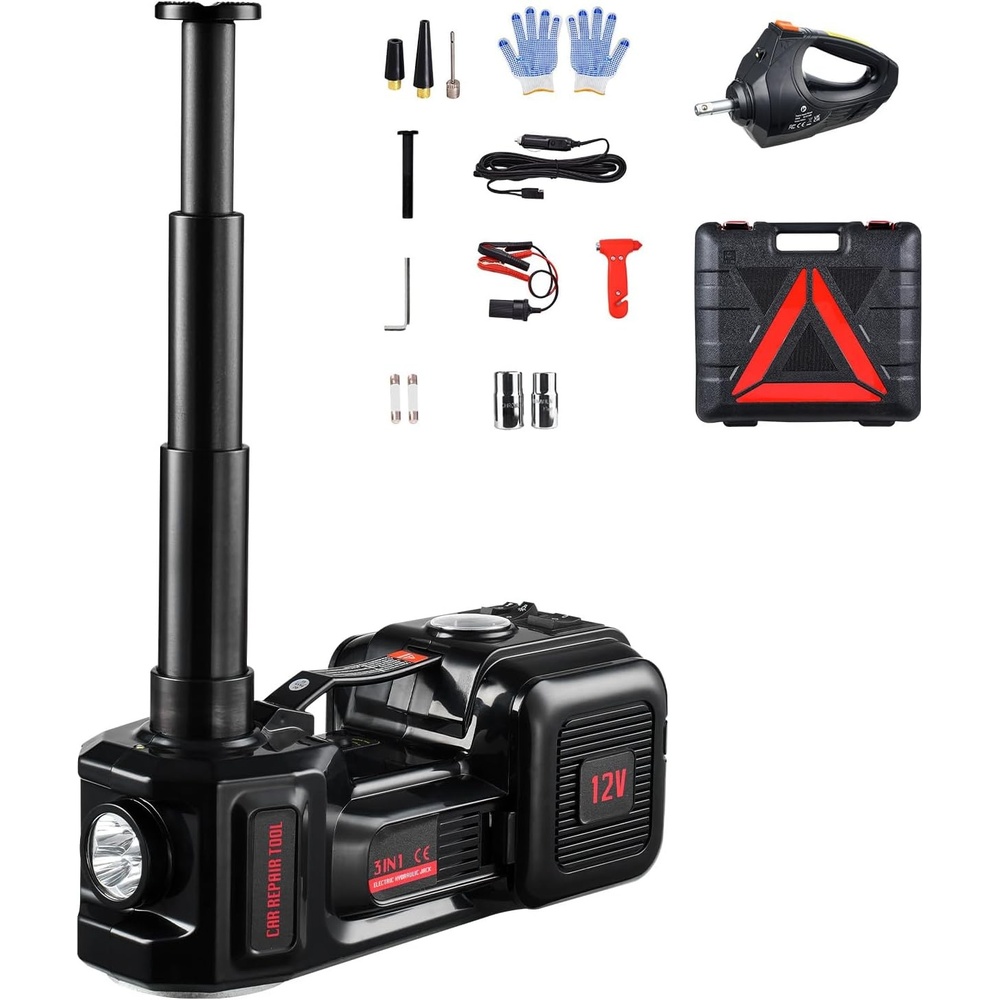 image:imageVEVOR Electric Car Jack Cordless Remote Control 5 Tons 11000 lbs Electric Hydraulic Jack Kit 18V Battery with Electric Impact Wrench Tire Change Replacement with LED Light Portable Car Jack5T with WrenchExtended Rod