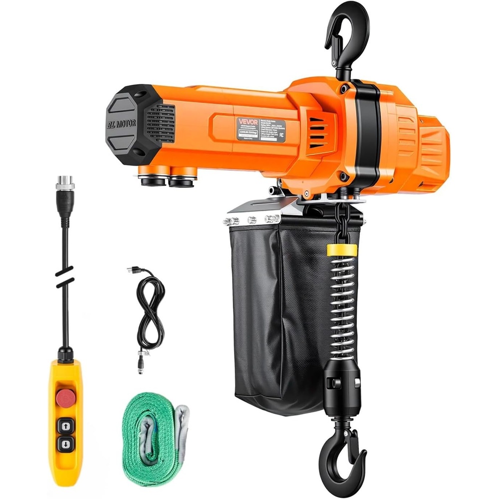 image:imageVEVOR Electric Chain Hoist 2200 lbs Load Capacity 10 ft Lifting Height 120V Single Phase Overhead Crane with Chain 10 ft Wired Remote Control for Garage Shop Hotel and Home2200 lbs 10 ft 1Chain