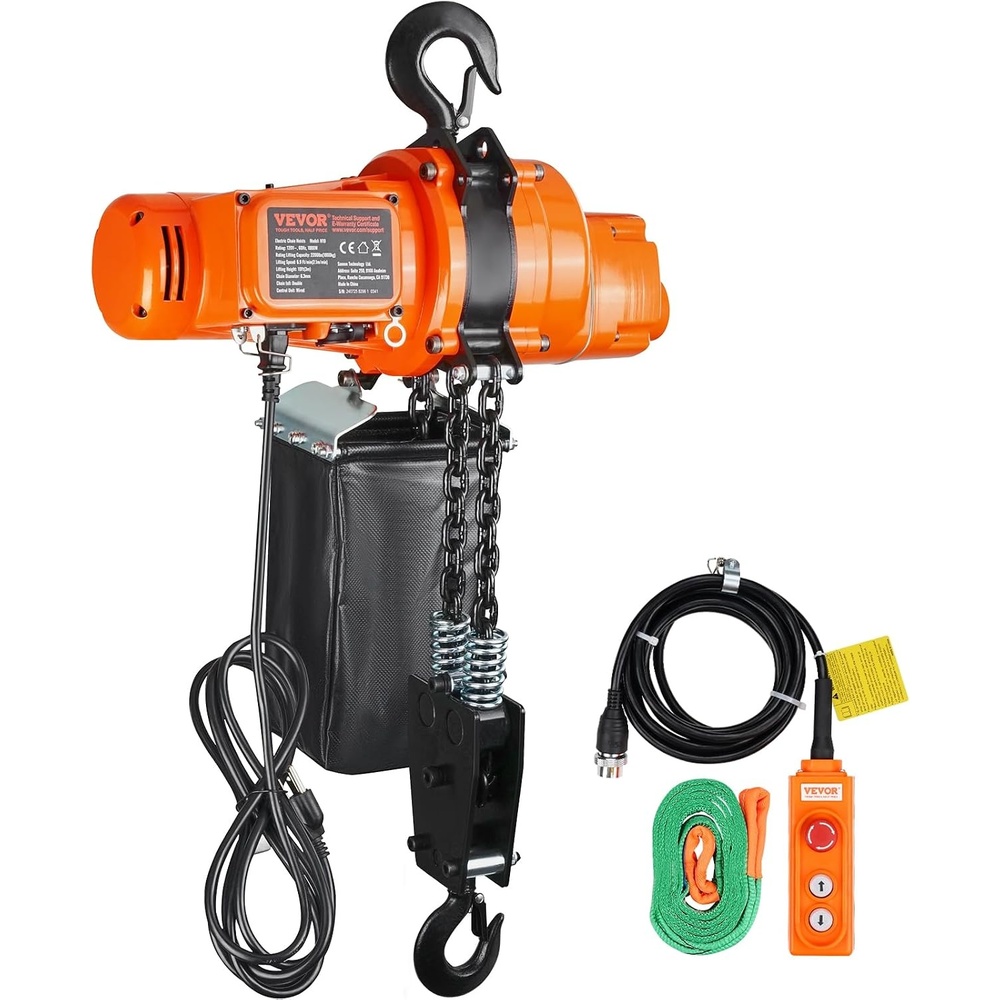 image:imageVEVOR Electric Chain Hoist 2200 lbs Load Capacity 10 ft Lifting Height 120V Single Phase Overhead Crane with Chain 10 ft Wired Remote Control for Garage Shop Hotel and Home2200 lbs 10 ft 2Chain