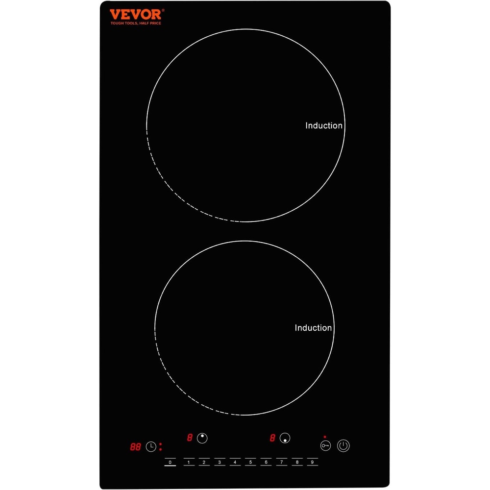 image:imageVEVOR Electric Cooktop 2 Burners 24 Induction Stove Top Builtin Magnetic Cooktop 1800W 9 Heating Level Multifunctional Burner LED Touch Screen wChild Lock amp OverTemperature Protection12inch 2 Burners110V