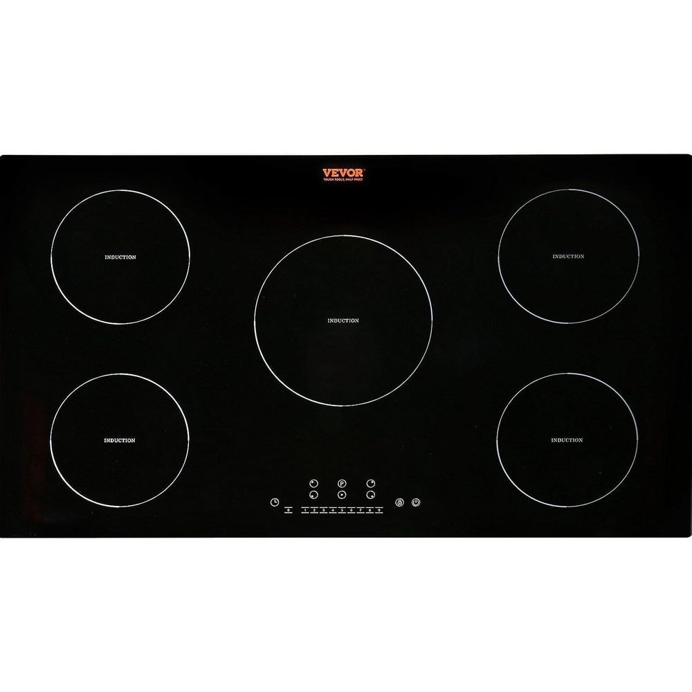 image:imageVEVOR Electric Cooktop 2 Burners 24 Induction Stove Top Builtin Magnetic Cooktop 1800W 9 Heating Level Multifunctional Burner LED Touch Screen wChild Lock amp OverTemperature Protection36in 5 Burners220V