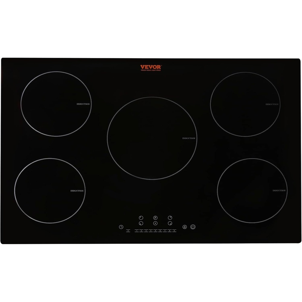 image:imageVEVOR Electric Cooktop 2 Burners 24 Induction Stove Top Builtin Magnetic Cooktop 1800W 9 Heating Level Multifunctional Burner LED Touch Screen wChild Lock amp OverTemperature Protection30in 5 Burners220V