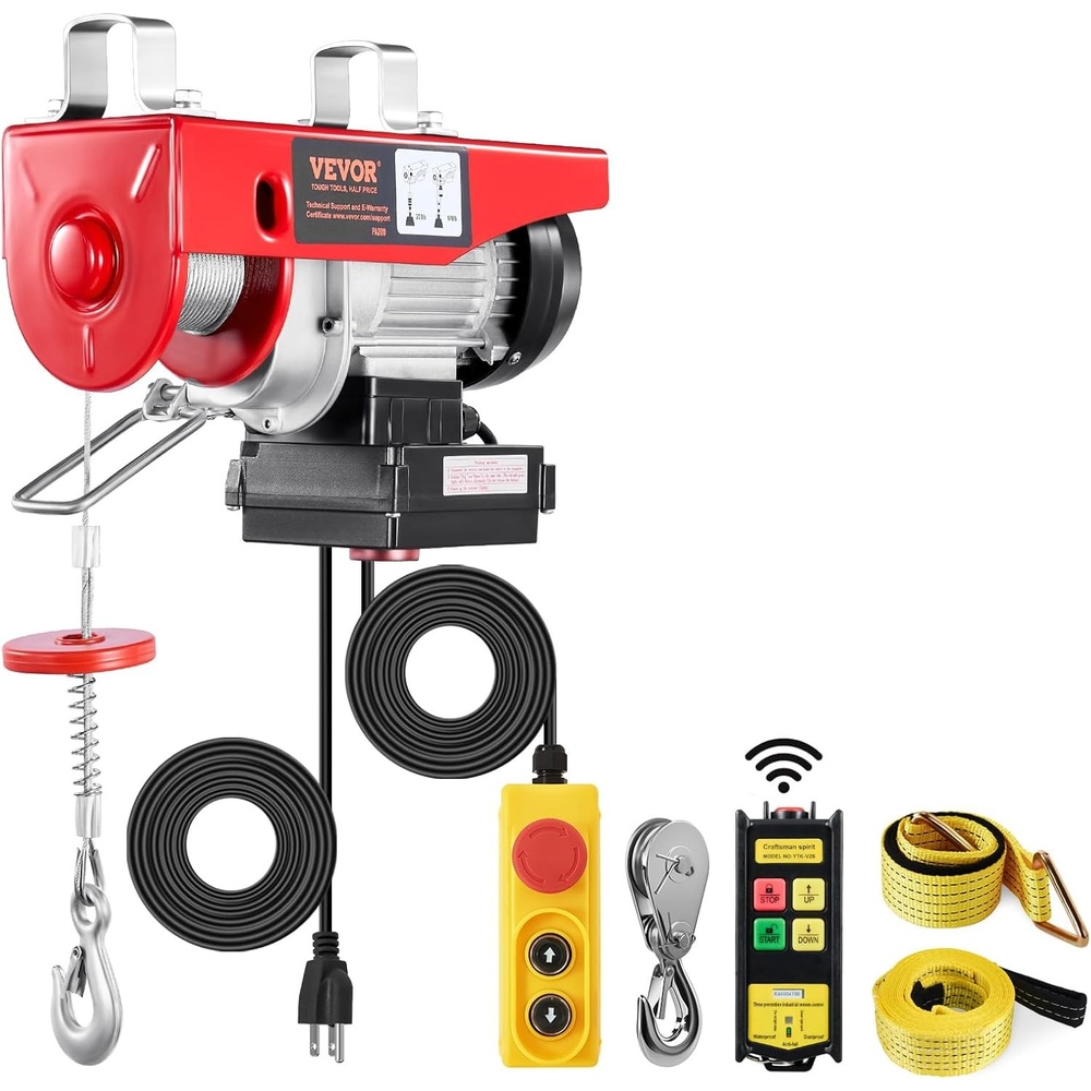 image:imageVEVOR Electric Hoist 1760lbs with 14ft Wired Remote Control Electric Hoist 110 Volt with 40ft Single Cable Lifting Height Motor for Garage Warehouse Factory440LBS WirelessWired